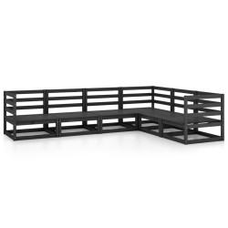 vidaXL 6-tlg. Garten-Lounge-Set Schwarz Massivholz Kiefer 