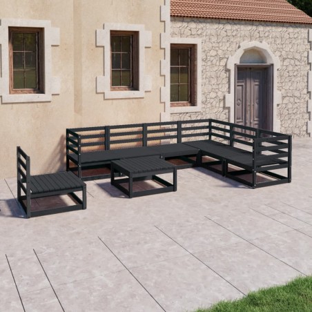 vidaXL 8-tlg. Garten-Lounge-Set Schwarz Massivholz Kiefer