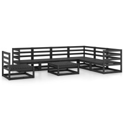 vidaXL 8-tlg. Garten-Lounge-Set Schwarz Massivholz Kiefer