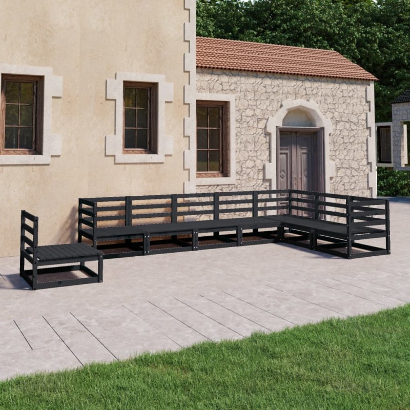 vidaXL 8-tlg. Garten-Lounge-Set Schwarz Massivholz Kiefer vidaXL 8-tlg. Garten-Lounge-Set Schwarz Massivholz Kiefer