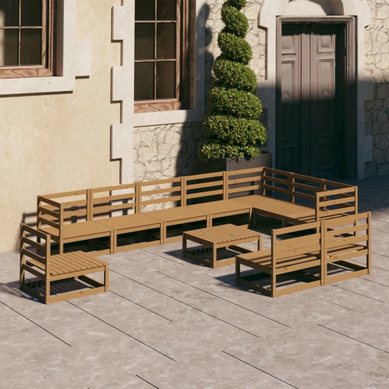 vidaXL 11-tlg. Garten-Lounge-Set Honigbraun Massivholz Kiefer vidaXL 11-tlg. Garten-Lounge-Set Honigbraun Massivholz Kiefer