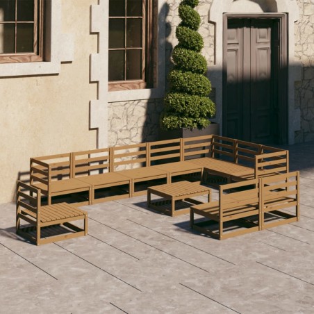 vidaXL 11-tlg. Garten-Lounge-Set Honigbraun Massivholz Kiefer