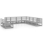 vidaXL 9-tlg. Garten-Lounge-Set Grau Kiefer Massivholz vidaXL 9-tlg. Garten-Lounge-Set Grau Kiefer Massivholz