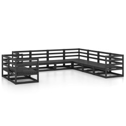 vidaXL 9-tlg. Garten-Lounge-Set Schwarz Massivholz Kiefer