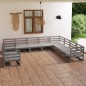 vidaXL 10-tlg. Garten-Lounge-Set Grau Kiefer Massivholz vidaXL 10-tlg. Garten-Lounge-Set Grau Kiefer Massivholz