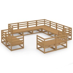 vidaXL 11-tlg. Garten-Lounge-Set Honigbraun Massivholz Kiefer