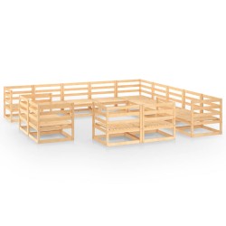 vidaXL 13-tlg. Garten-Lounge-Set Massivholz Kiefer