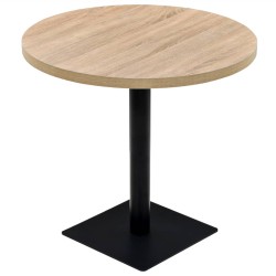 vidaXL Bistrotisch MDF und Stahl Rund 80 x 75 cm Eichenoptik