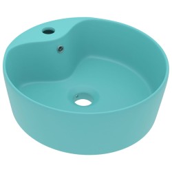 vidaXL Luxus-Waschbecken mit Überlauf Matt Hellgrün 36x13 cm Keramik