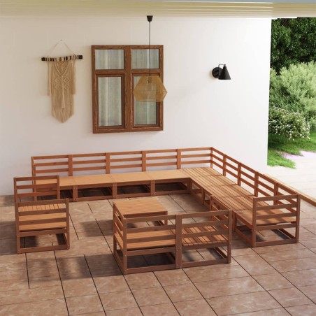 vidaXL 14-tlg. Garten-Lounge-Set Massivholz Kiefer