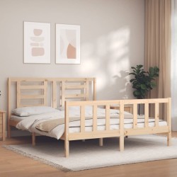 vidaXL Massivholzbett mit Kopfteil