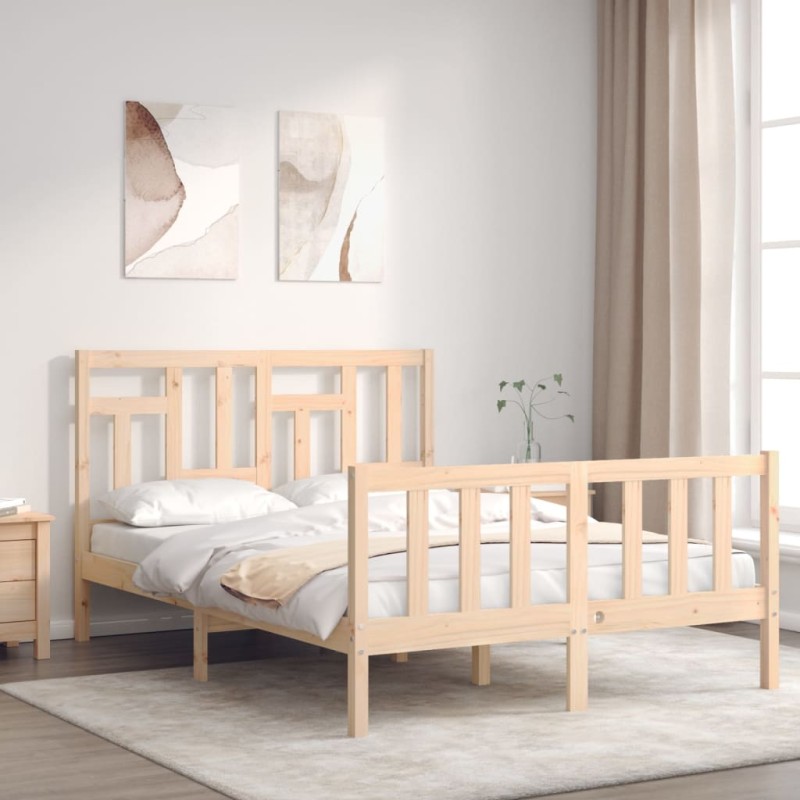 vidaXL Massivholzbett mit Kopfteil vidaXL Massivholzbett mit Kopfteil