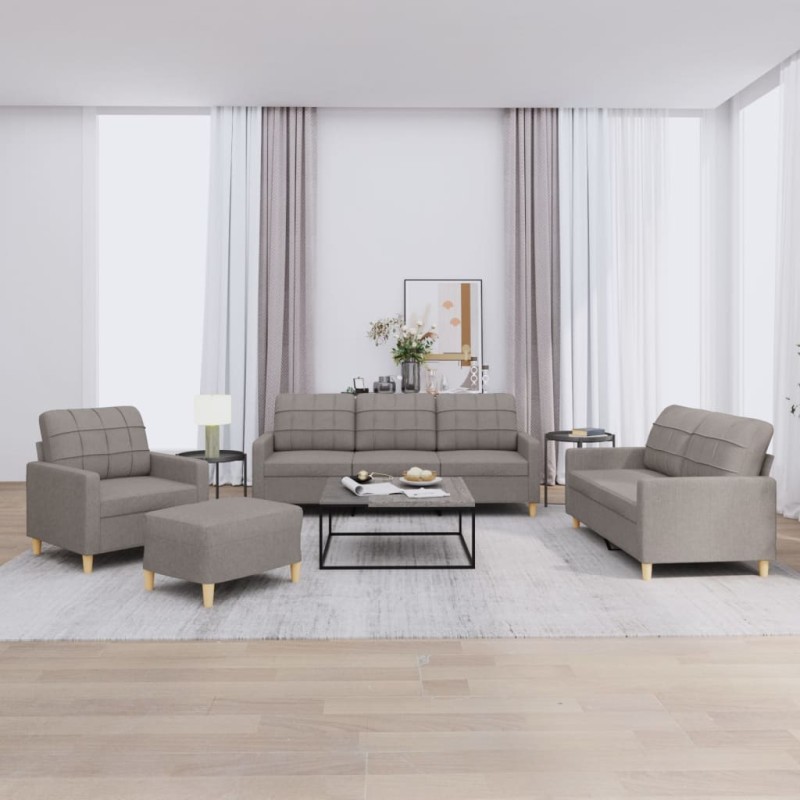 vidaXL 4-tlg. Sofagarnitur mit Kissen Taupe Stoff vidaXL 4-tlg. Sofagarnitur mit Kissen Taupe Stoff