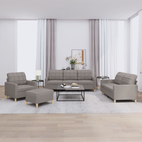 vidaXL 4-tlg. Sofagarnitur mit Kissen Taupe Stoff