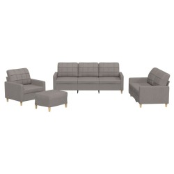 vidaXL 4-tlg. Sofagarnitur mit Kissen Taupe Stoff