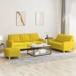 vidaXL 3-tlg. Sofagarnitur mit Kissen Hellgelb Stoff vidaXL 3-tlg. Sofagarnitur mit Kissen Hellgelb Stoff