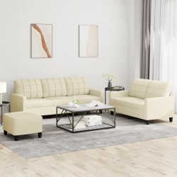 vidaXL 3-tlg. Sofagarnitur mit Kissen Creme Kunstleder
