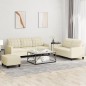 vidaXL 3-tlg. Sofagarnitur mit Kissen Creme Kunstleder vidaXL 3-tlg. Sofagarnitur mit Kissen Creme Kunstleder