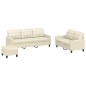 vidaXL 3-tlg. Sofagarnitur mit Kissen Creme Kunstleder vidaXL 3-tlg. Sofagarnitur mit Kissen Creme Kunstleder