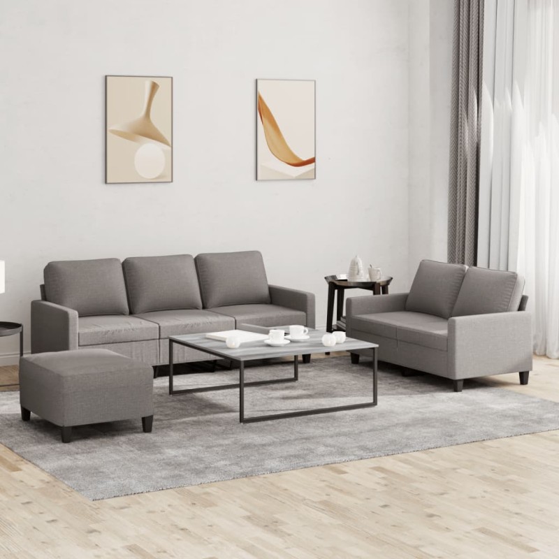 vidaXL 3-tlg. Sofagarnitur mit Kissen Taupe Stoff vidaXL 3-tlg. Sofagarnitur mit Kissen Taupe Stoff