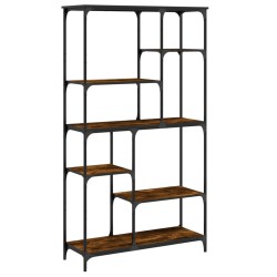 vidaXL Bücherregal Räuchereiche 99x35,5x176 cm Holzwerkstoff und Stahl