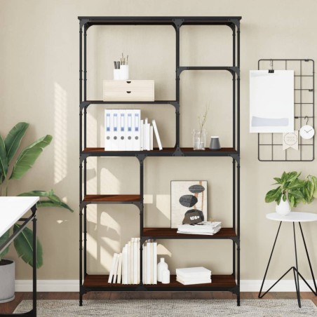 vidaXL Bücherregal Braun Eiche 99x35,5x176 cm Holzwerkstoff und Stahl