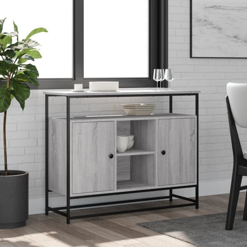 vidaXL Sideboard Grau Sonoma 100x35x80 cm Holzwerkstoff vidaXL Sideboard Grau Sonoma 100x35x80 cm Holzwerkstoff