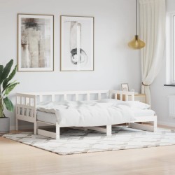 vidaXL Tagesbett Ausziehbar Weiß 90x200 cm Massivholz Kiefer