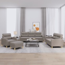 vidaXL 4-tlg. Sofagarnitur mit Kissen Taupe Stoff