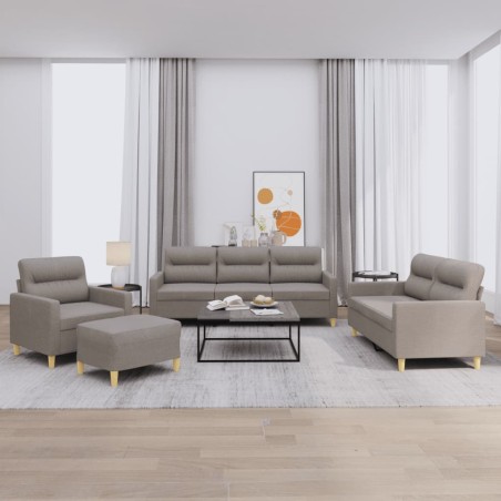 vidaXL 4-tlg. Sofagarnitur mit Kissen Taupe Stoff