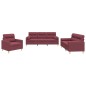 vidaXL 3-tlg. Sofagarnitur mit Kissen Weinrot Stoff vidaXL 3-tlg. Sofagarnitur mit Kissen Weinrot Stoff