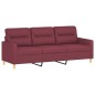 vidaXL 3-tlg. Sofagarnitur mit Kissen Weinrot Stoff vidaXL 3-tlg. Sofagarnitur mit Kissen Weinrot Stoff