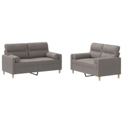 vidaXL 2-tlg. Sofagarnitur mit Kissen Taupe Stoff