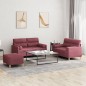 vidaXL 3-tlg. Sofagarnitur mit Kissen Weinrot Stoff vidaXL 3-tlg. Sofagarnitur mit Kissen Weinrot Stoff
