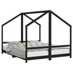vidaXL Kinderbett Schwarz 2x(80x200) cm Massivholz Kiefer