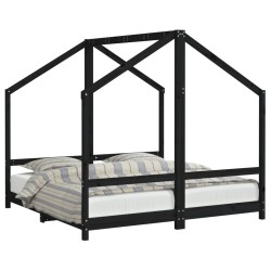 vidaXL Kinderbett Schwarz 2x(80x160) cm Massivholz Kiefer