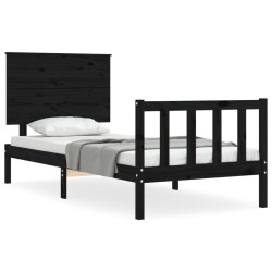 vidaXL Massivholzbett mit Kopfteil Schwarz 90x200 cm