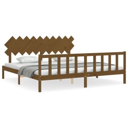 vidaXL Massivholzbett mit Kopfteil Honigbraun 200x200 cm
