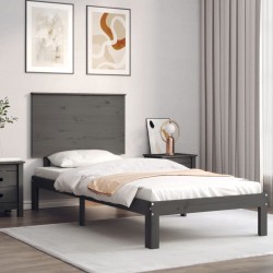 vidaXL Massivholzbett mit Kopfteil Grau 90x200 cm
