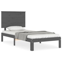 vidaXL Massivholzbett mit Kopfteil Grau 90x200 cm