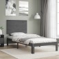 vidaXL Massivholzbett mit Kopfteil Grau 90x200 cm vidaXL Massivholzbett mit Kopfteil Grau 90x200 cm