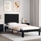 vidaXL Massivholzbett mit Kopfteil Schwarz 100x200 cm vidaXL Massivholzbett mit Kopfteil Schwarz 100x200 cm