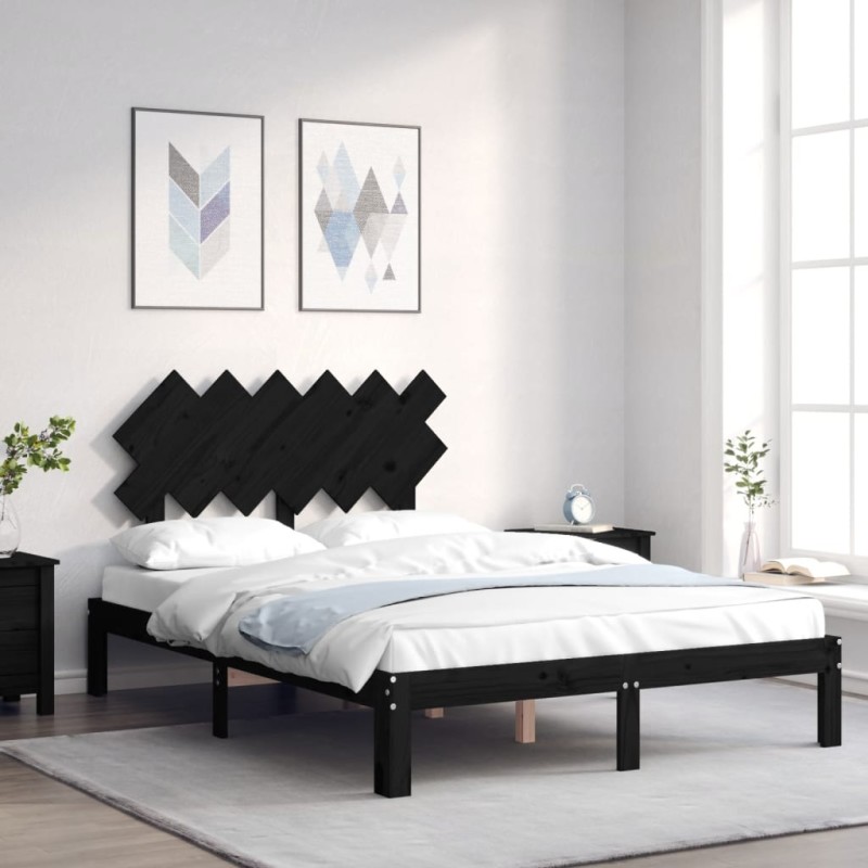 vidaXL Massivholzbett mit Kopfteil Schwarz 120x200 cm vidaXL Massivholzbett mit Kopfteil Schwarz 120x200 cm