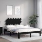 vidaXL Massivholzbett mit Kopfteil Schwarz 120x200 cm vidaXL Massivholzbett mit Kopfteil Schwarz 120x200 cm