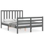 vidaXL Massivholzbett mit Kopfteil Grau 140x190 cm vidaXL Massivholzbett mit Kopfteil Grau 140x190 cm