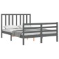 vidaXL Massivholzbett mit Kopfteil Grau 140x190 cm vidaXL Massivholzbett mit Kopfteil Grau 140x190 cm