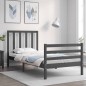 vidaXL Massivholzbett mit Kopfteil Grau 90x200 cm vidaXL Massivholzbett mit Kopfteil Grau 90x200 cm