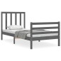 vidaXL Massivholzbett mit Kopfteil Grau 90x200 cm vidaXL Massivholzbett mit Kopfteil Grau 90x200 cm