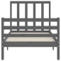 vidaXL Massivholzbett mit Kopfteil Grau 90x200 cm vidaXL Massivholzbett mit Kopfteil Grau 90x200 cm