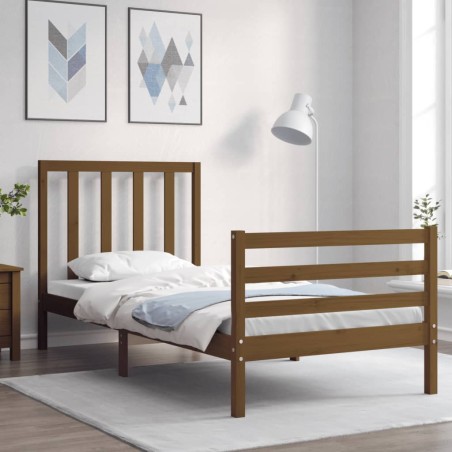 vidaXL Massivholzbett mit Kopfteil Honigbraun 100x200 cm